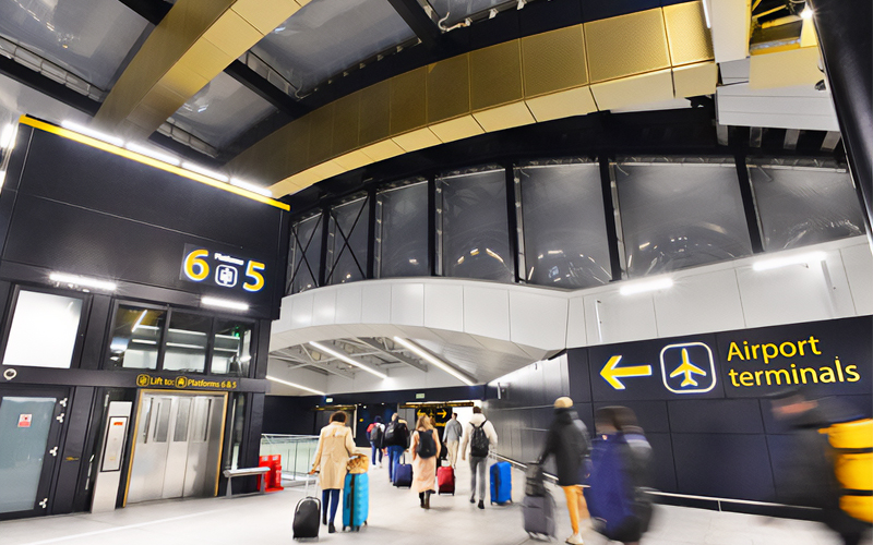 London Gatwick Airport train station interior